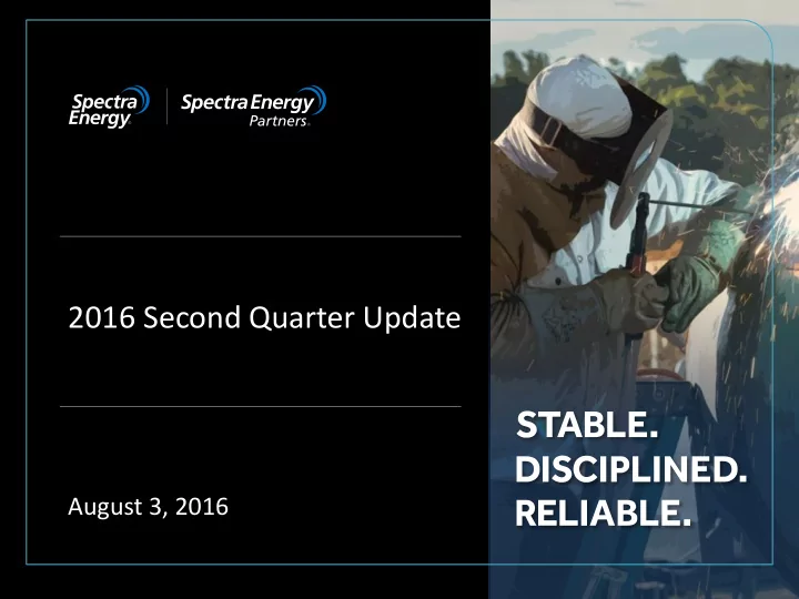 2016 second quarter update