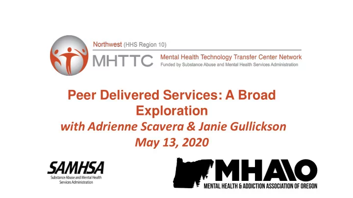 peer delivered services a broad exploration with adrienne