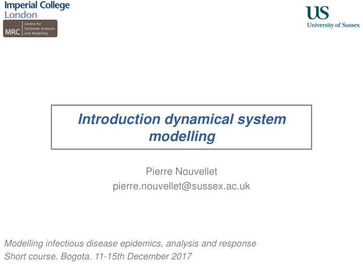 introduction dynamical system modelling