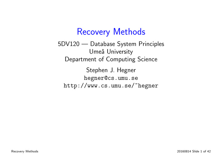 recovery methods