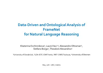 Data-Driven and Ontological Analysis of  FrameNet  for Natural Language Reasoning  for Natural