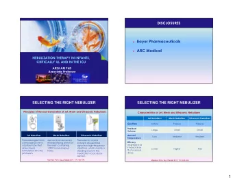 1  SELECTING THE RIGHT NEBULIZER  SELECTING THE RIGHT NEBULIZER  Front-loaded versus Bottom-loaded