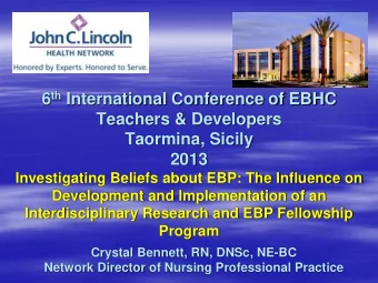 6 th International Conference of EBHC  Teachers &amp; Developers  Taormina, Sicily  2013