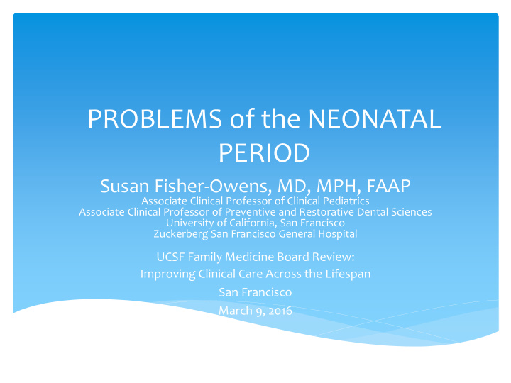 problems of the neonatal period