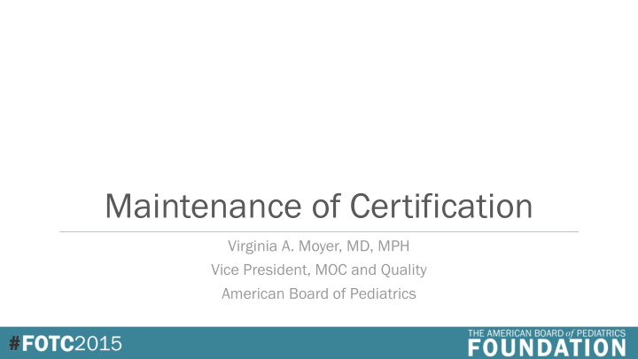 maintenance of certification