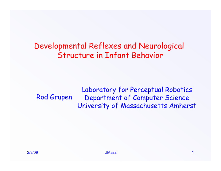 developmental reflexes and neurological structure in
