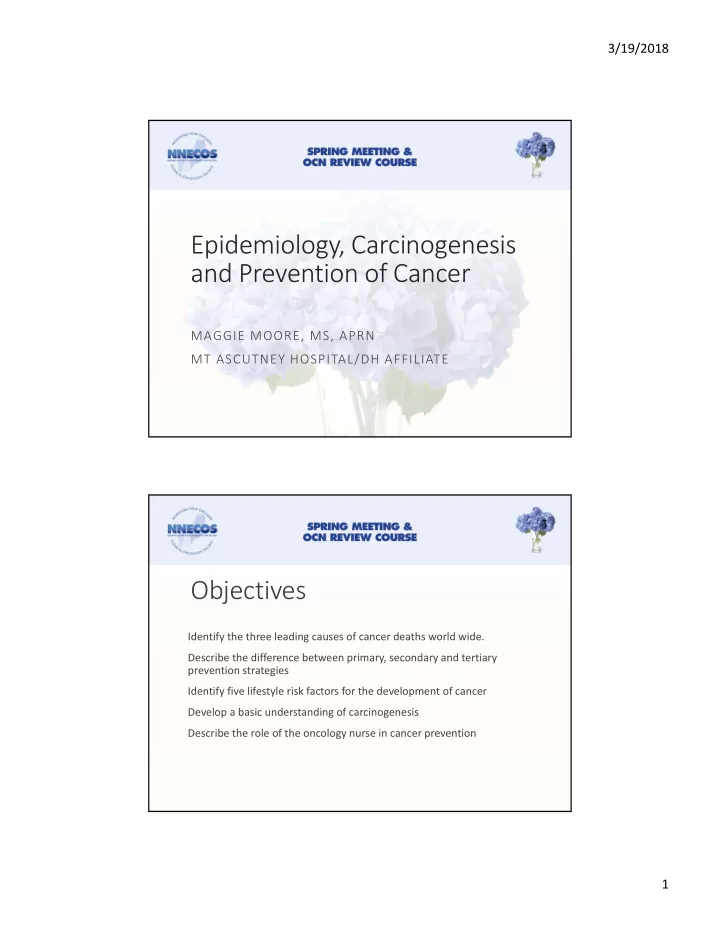 epidemiology carcinogenesis and prevention of cancer