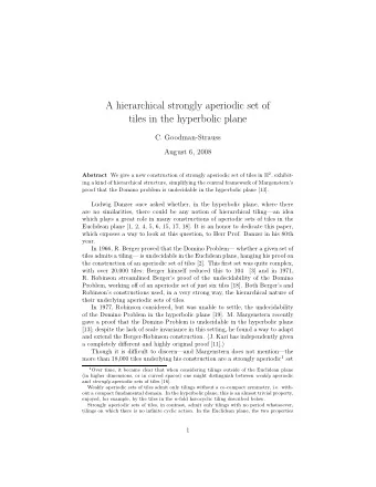 A hierarchical strongly aperiodic set of  tiles in the hyperbolic plane  C. Goodman-Strauss  August