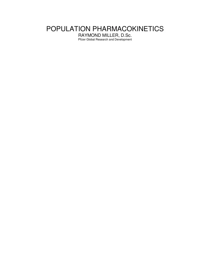 population pharmacokinetics