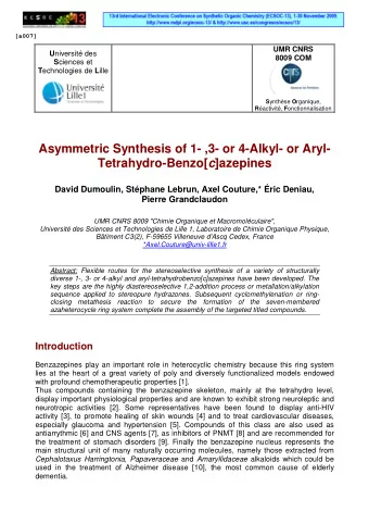 Tetrahydro-Benzo[ c ]azepines  David Dumoulin, Stphane Lebrun, Axel Couture,* ric Deniau,