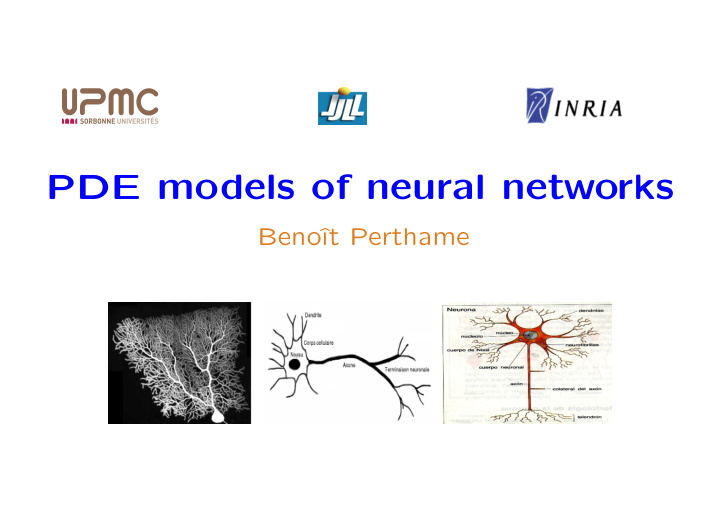 pde models of neural networks