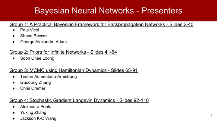 bayesian neural networks presenters