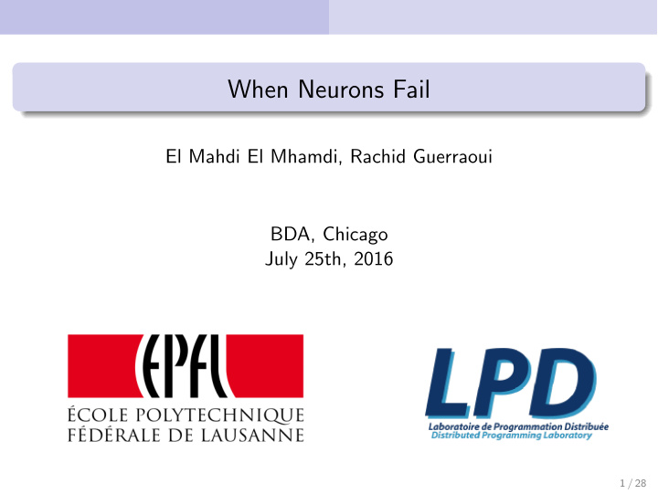 when neurons fail