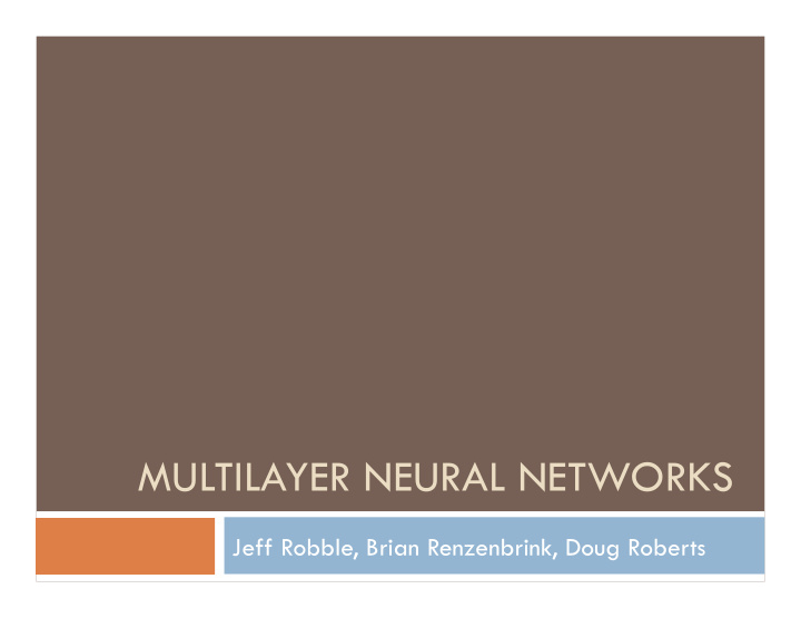 multilayer neural networks