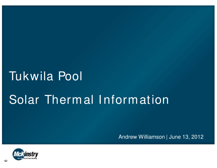 tukwila pool solar thermal information