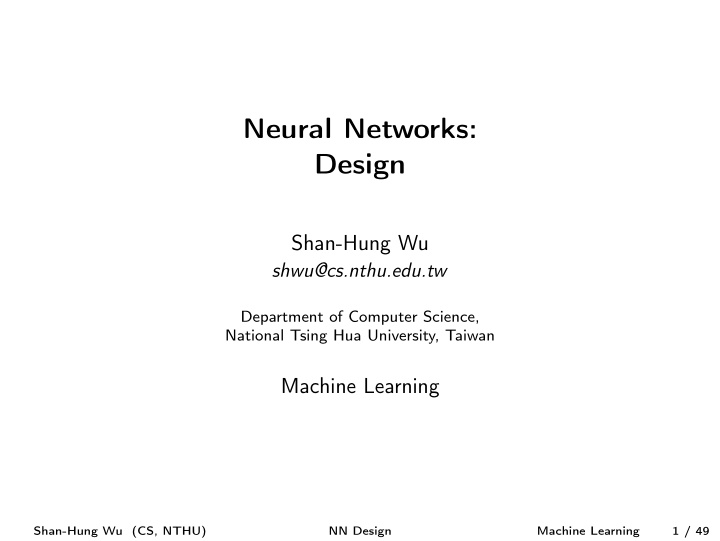 neural networks design