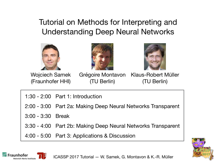 tutorial on methods for interpreting and understanding