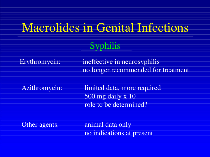 macrolides in genital infections