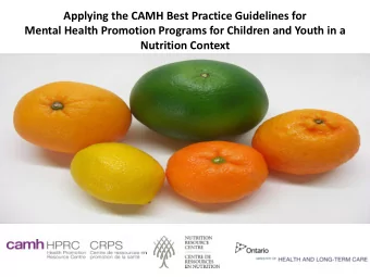 Mental Health Promotion Programs for Children and Youth in a  Nutrition Context  Please ask