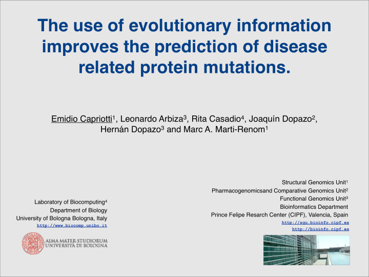 the use of evolutionary information improves the