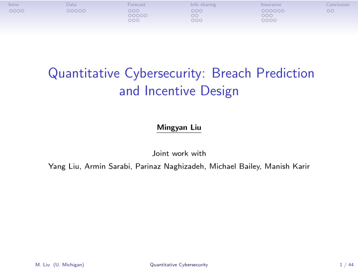 quantitative cybersecurity breach prediction and