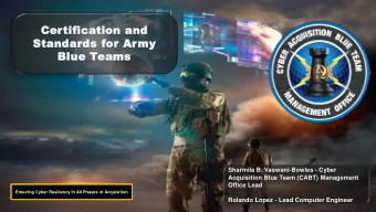 Blue Teams  Sharmila B. Vaswani-Bowles - Cyber  Acquisition Blue Team (CABT) Management  Office