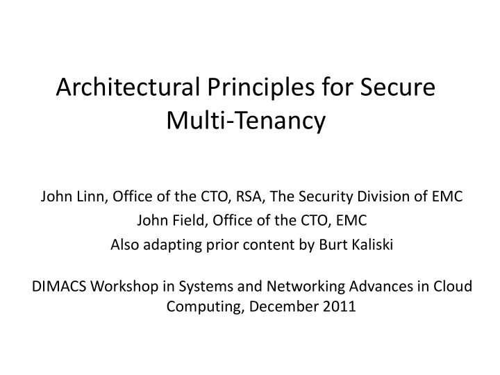architectural principles for secure