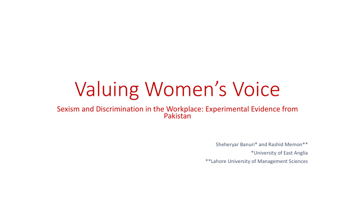 valuing women s voice