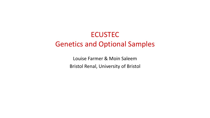 ecustec genetics and optional samples