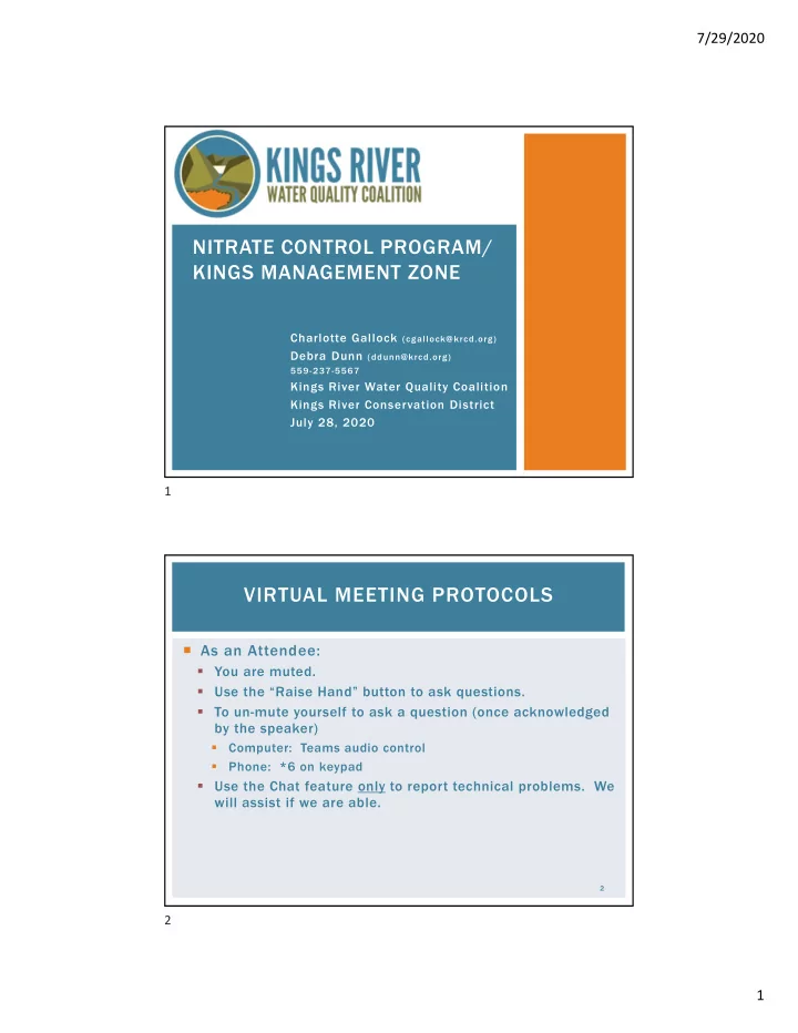 nitrate control program kings management zone