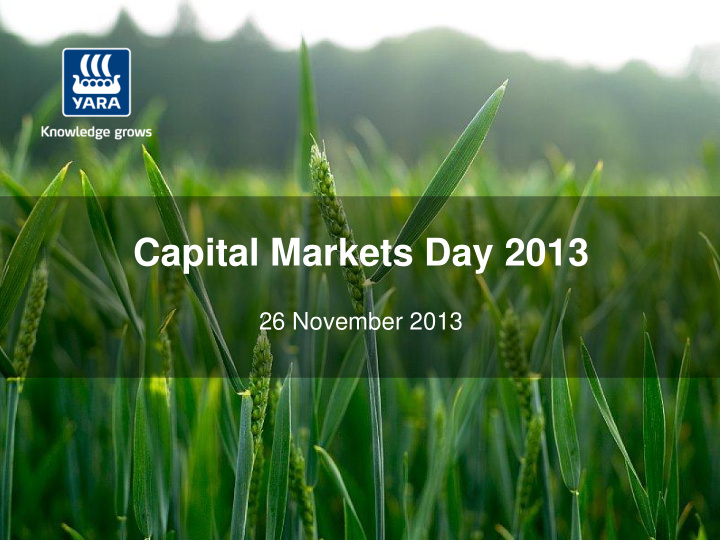 capital markets day 2013