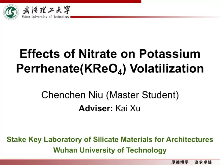 effects of nitrate on potassium perrhenate kreo 4