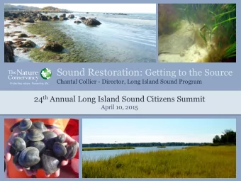 24 th Annual Long Island Sound Citizens Summit  April 10, 2015  1    Long Island Sound  Citizens