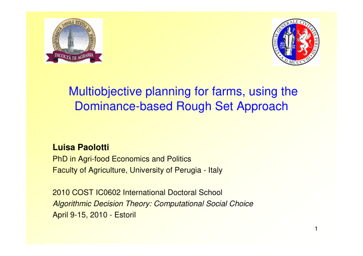 multiobjective planning for farms using the dominance