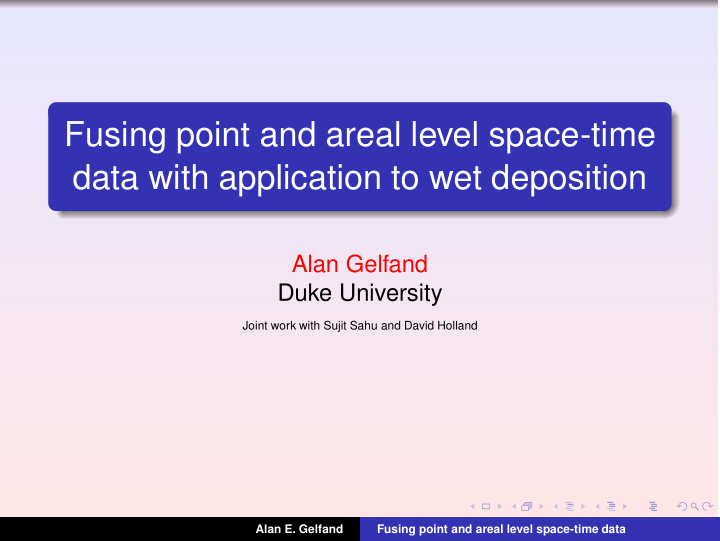 fusing point and areal level space time data with
