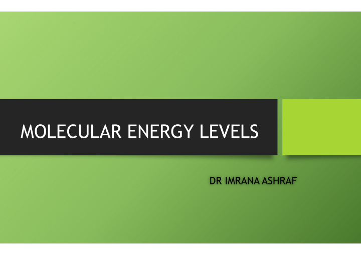 molecular energy levels