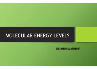 MOLECULAR ENERGY LEVELS  DR IMRANA ASHRAF  OUTLINE q MOLECULE q MOLECULAR ORBITAL THEORY q
