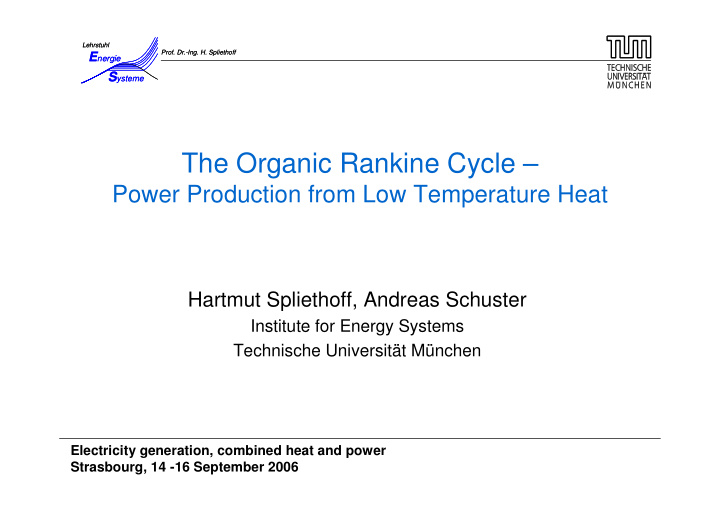 the organic rankine cycle