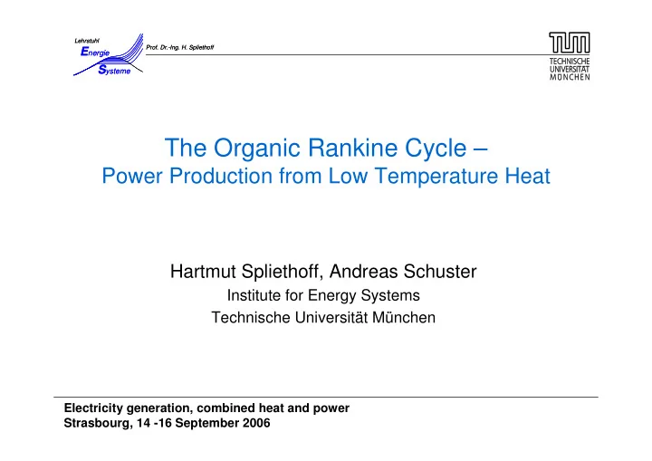 the organic rankine cycle