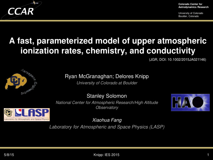 a fast parameterized model of upper atmospheric