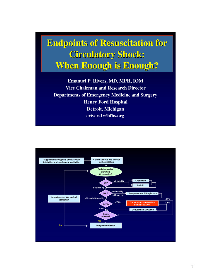 endpoints of resuscitation for endpoints of resuscitation