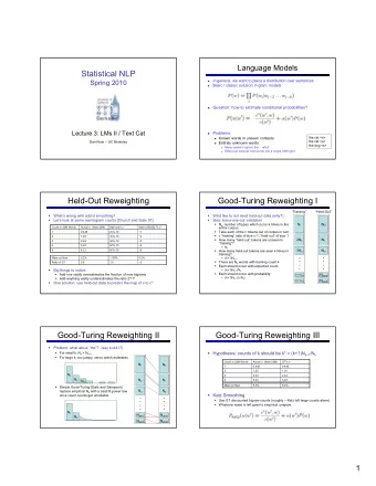 StatisticalNLP  Ingeneral,wewanttoplaceadistributionoversentences