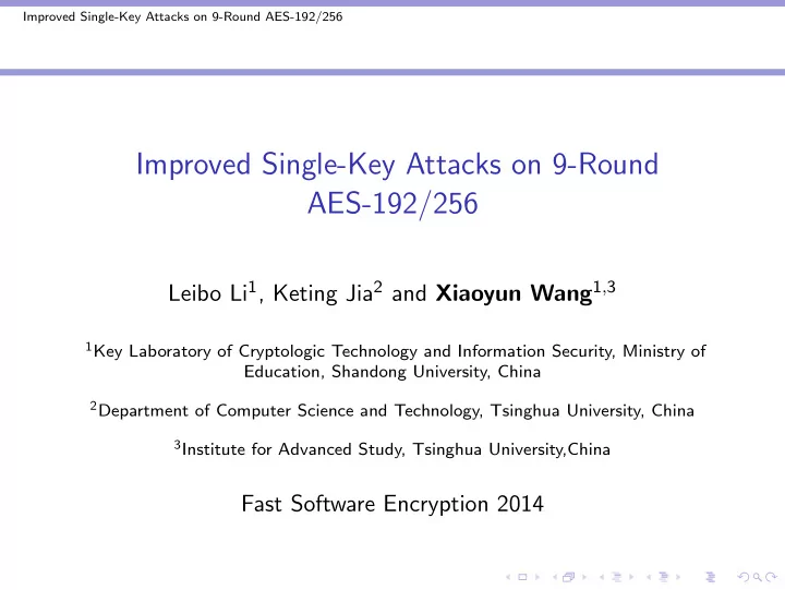 improved single key attacks on 9 round aes 192 256
