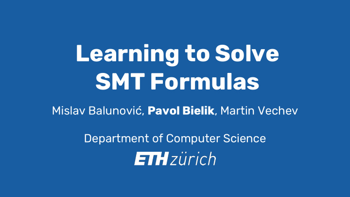 learning to solve smt formulas