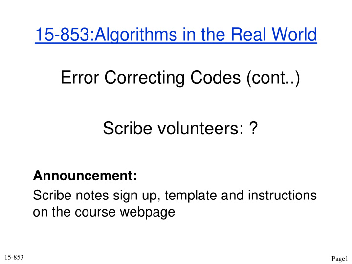 15 853 algorithms in the real world error correcting