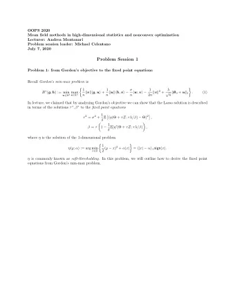 OOPS 2020  Mean field methods in high-dimensional statistics and nonconvex optimization  Lecturer: