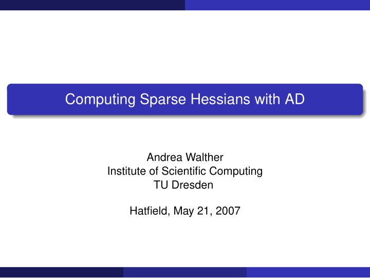 computing sparse hessians with ad