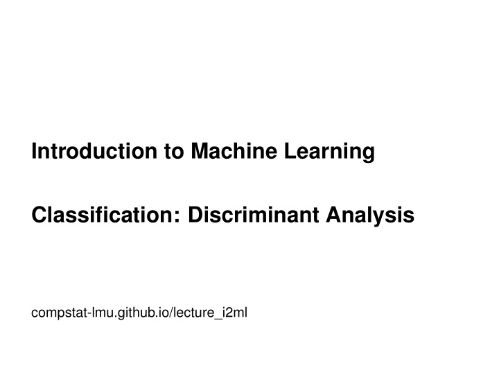introduction to machine learning classification