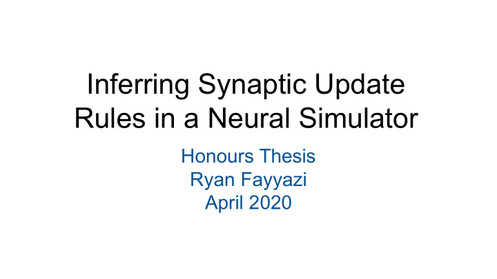 inferring synaptic update rules in a neural simulator