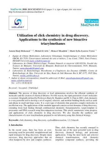 Mol2Net-04  Utilization of click chemistry in drug discovery.  Applications to the synthesis of new
